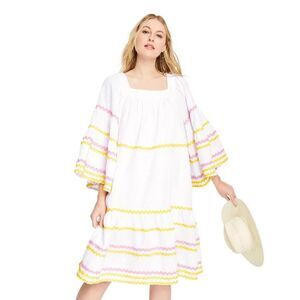 Lisa Marie Fernandez x Target White Linen‎ Blend Dress with Ric-Rac Trim Size XS